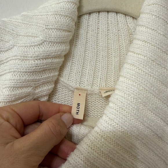 ANTHROPOLOGIE Moth Cream Knit turtleneck long dress wool blend - Picture 8 of 10